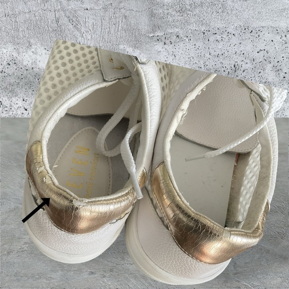 H&M White Gold Women Snakeskin Low Top Drawstring Sneaker Leather SZ 8.5 - Picture 8 of 10